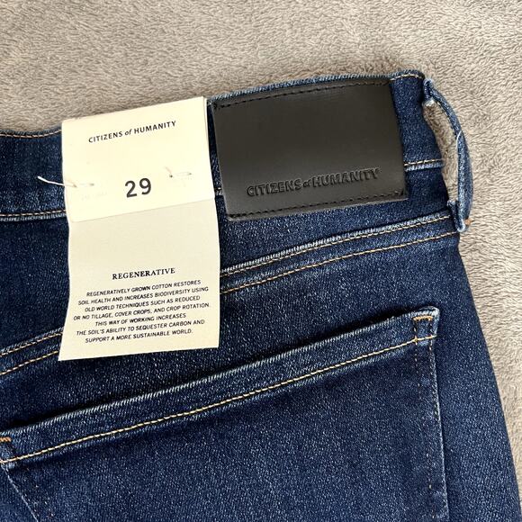 Citizens of Humanity Jeans Womens 29 Wide Leg Frayed Hem Cropped Dark Wash NWT - Picture 5 of 11